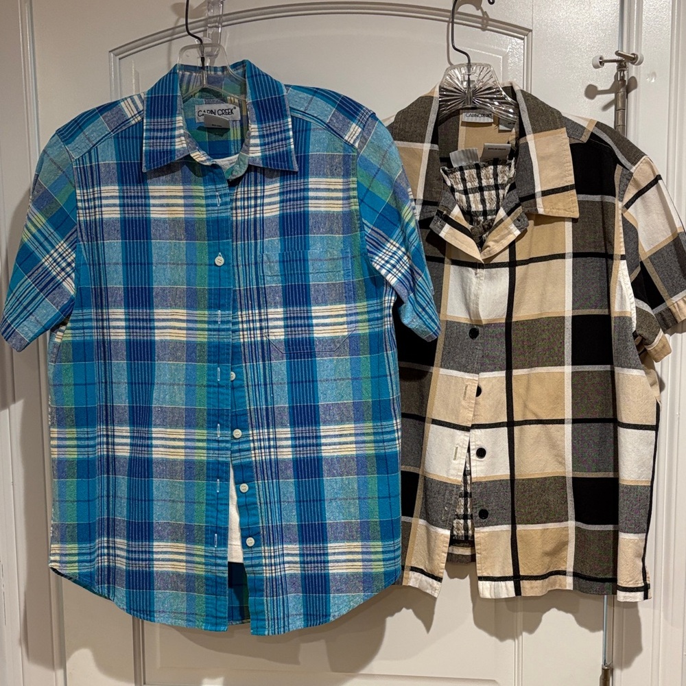 Cabin Creek Plaid Short-Sleeve coverup and tank top undershirt